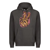 Smoke Gold Glitter Pink Leopard Peace Sign Premium Hoodie - Jasminsmagicworld