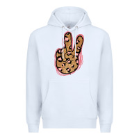 White Gold Glitter Pink Leopard Peace Sign Premium Hoodie - Jasminsmagicworld