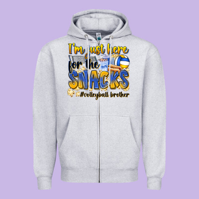 I'm Just Here For The Snacks #volleyball Brother Zipper Hoodie Designed By Zillion Design Studio