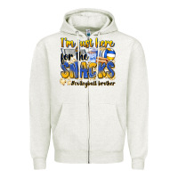 Oatmeal Heather i'm just here for the snacks #volleyball brother Zipper Hoodie - Zillion Design Studio