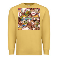Antique Gold baseball leopard cowhide sunflower seamless pattern Premium Sweatshirt - JahusDesignShop