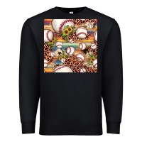 Black baseball leopard cowhide sunflower seamless pattern Premium Sweatshirt - JahusDesignShop