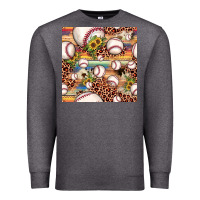 Charcoal Heather baseball leopard cowhide sunflower seamless pattern Premium Sweatshirt - JahusDesignShop