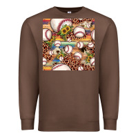 Chestnut baseball leopard cowhide sunflower seamless pattern Premium Sweatshirt - JahusDesignShop
