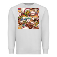 Dove Grey baseball leopard cowhide sunflower seamless pattern Premium Sweatshirt - JahusDesignShop