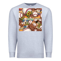 Heather Grey baseball leopard cowhide sunflower seamless pattern Premium Sweatshirt - JahusDesignShop