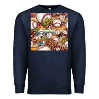 Navy baseball leopard cowhide sunflower seamless pattern Premium Sweatshirt - JahusDesignShop