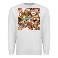 Oatmeal Heather baseball leopard cowhide sunflower seamless pattern Premium Sweatshirt - JahusDesignShop