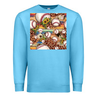 Ocean Blue baseball leopard cowhide sunflower seamless pattern Premium Sweatshirt - JahusDesignShop