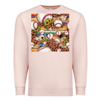 Pale Pink baseball leopard cowhide sunflower seamless pattern Premium Sweatshirt - JahusDesignShop