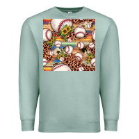 Seafoam baseball leopard cowhide sunflower seamless pattern Premium Sweatshirt - JahusDesignShop