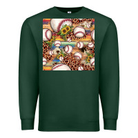 Sports Green baseball leopard cowhide sunflower seamless pattern Premium Sweatshirt - JahusDesignShop