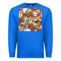 Baseball Leopard Cowhide Sunflower Seamless Pattern Premium Sweatshirt | Teevron