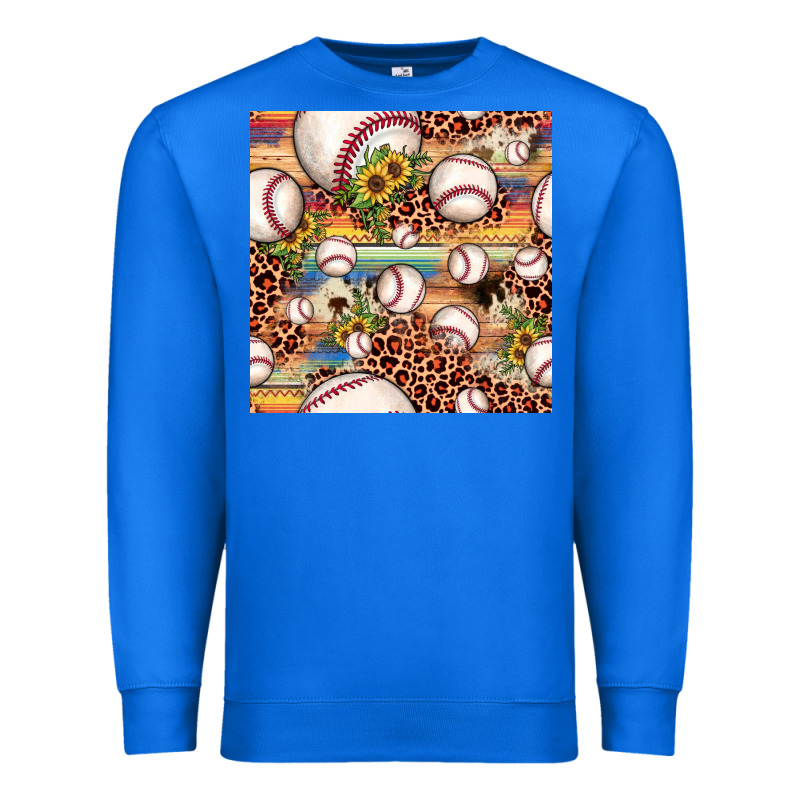 Baseball Leopard Cowhide Sunflower Seamless Pattern Premium Sweatshirt by JahusDesignShop | Teevron