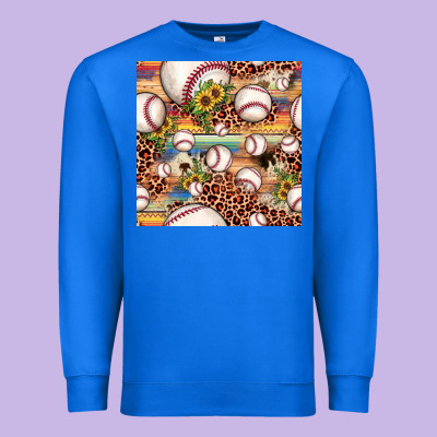 Baseball Leopard Cowhide Sunflower Seamless Pattern Premium Sweatshirt Designed By Jahusdesignshop