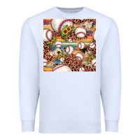White baseball leopard cowhide sunflower seamless pattern Premium Sweatshirt - JahusDesignShop