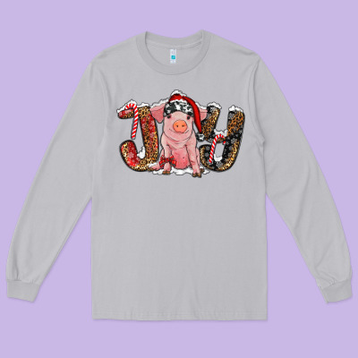 Long Sleeve Tee Christmas Joy With Pig