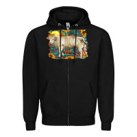 Black western charolais bull and aztec sunflower background Zipper Hoodie - RanaPortraitStore