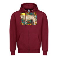 Burgundy western charolais bull and aztec sunflower background Zipper Hoodie - RanaPortraitStore