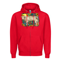 Red western charolais bull and aztec sunflower background Zipper Hoodie - RanaPortraitStore