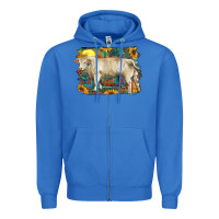 True Royal western charolais bull and aztec sunflower background Zipper Hoodie - RanaPortraitStore