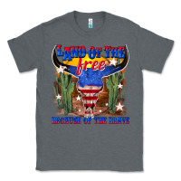 Charcoal Heather land of the free because of the brave Classic Tee - texasbilliewilder