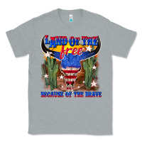 Heather Grey land of the free because of the brave Classic Tee - texasbilliewilder