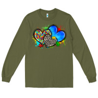 Army Green autism hearts Long Sleeve Tee - Zillion Design Studio