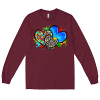 Burgundy autism hearts Long Sleeve Tee - Zillion Design Studio