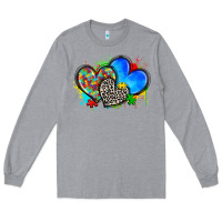 Heather Grey autism hearts Long Sleeve Tee - Zillion Design Studio