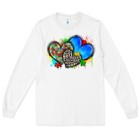 White autism hearts Long Sleeve Tee - Zillion Design Studio