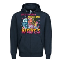 Navy lifes a beach make some waves Zipper Hoodie - texasbilliewilder