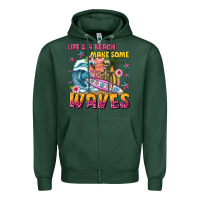 Sports Green lifes a beach make some waves Zipper Hoodie - texasbilliewilder
