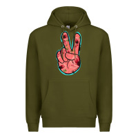 Army Green Pink Floral Glitter Peace Sign Premium Hoodie - Jasminsmagicworld