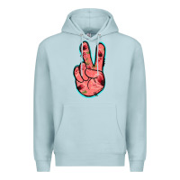 Blue Mist Pink Floral Glitter Peace Sign Premium Hoodie - Jasminsmagicworld