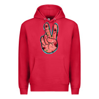 Cardinal Pink Floral Glitter Peace Sign Premium Hoodie - Jasminsmagicworld