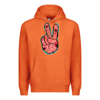 Carrot Pink Floral Glitter Peace Sign Premium Hoodie - Jasminsmagicworld