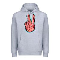 Heather Grey Pink Floral Glitter Peace Sign Premium Hoodie - Jasminsmagicworld