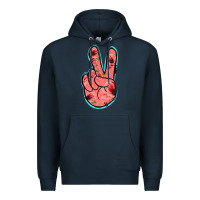 Navy Pink Floral Glitter Peace Sign Premium Hoodie - Jasminsmagicworld