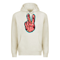 Oatmeal Heather Pink Floral Glitter Peace Sign Premium Hoodie - Jasminsmagicworld