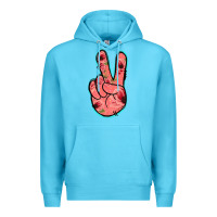 Ocean Blue Pink Floral Glitter Peace Sign Premium Hoodie - Jasminsmagicworld