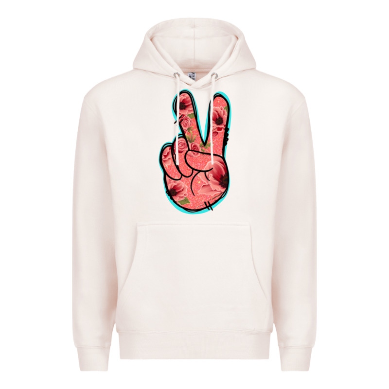 Pink Floral Glitter Peace Sign Premium Hoodie by Jasminsmagicworld | Teevron