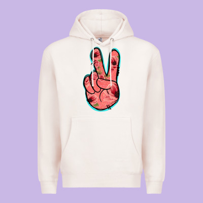 Pink Floral Glitter Peace Sign Premium Hoodie Designed By Jasminsmagicworld