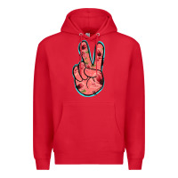 Red Pink Floral Glitter Peace Sign Premium Hoodie - Jasminsmagicworld