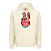 Sandshell Pink Floral Glitter Peace Sign Premium Hoodie - Jasminsmagicworld
