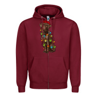 Burgundy Christmas labrador retriever Zipper Hoodie - RanaPortraitStore