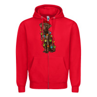Red Christmas labrador retriever Zipper Hoodie - RanaPortraitStore