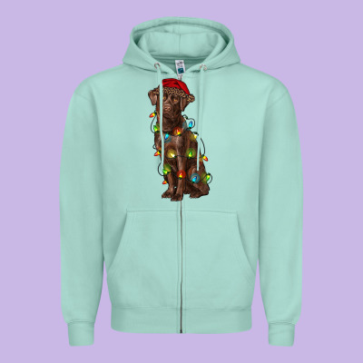 Christmas Labrador Retriever Zipper Hoodie Designed By Ranaportraitstore