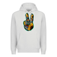 Dove Grey Aztec Sunflower Peace Sign Premium Hoodie - Jasminsmagicworld
