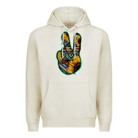 Oatmeal Heather Aztec Sunflower Peace Sign Premium Hoodie - Jasminsmagicworld